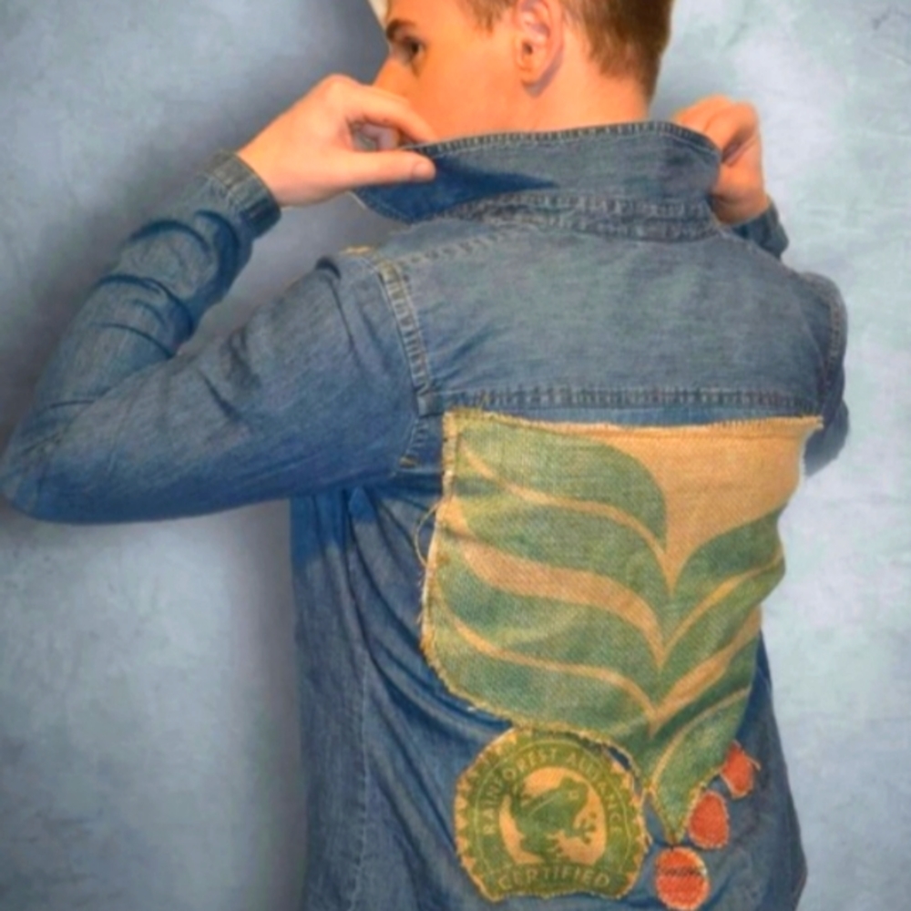 Upcycled Burlap Button-Up jacket